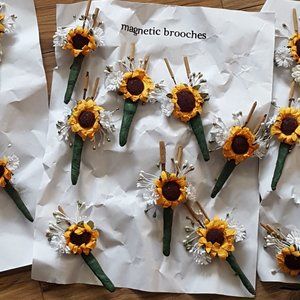 23 paper flower sunflower cattail daisy brooch pins